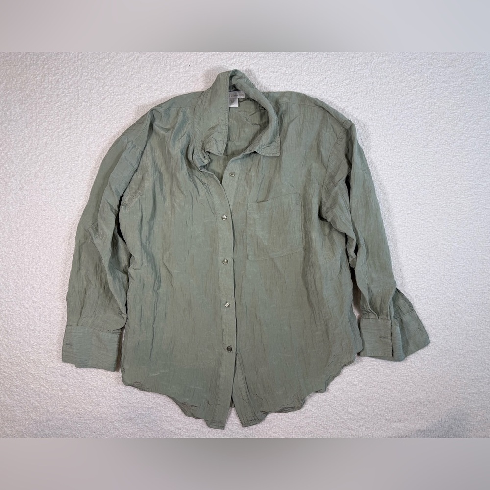 House of Harlow 1960 womens Button Down sage Green Oversized Shirt Size small